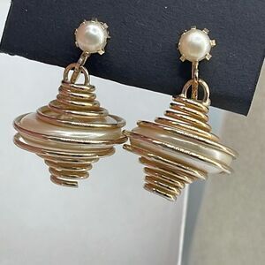 Vintage spiral faux  pearl MCM earrings.